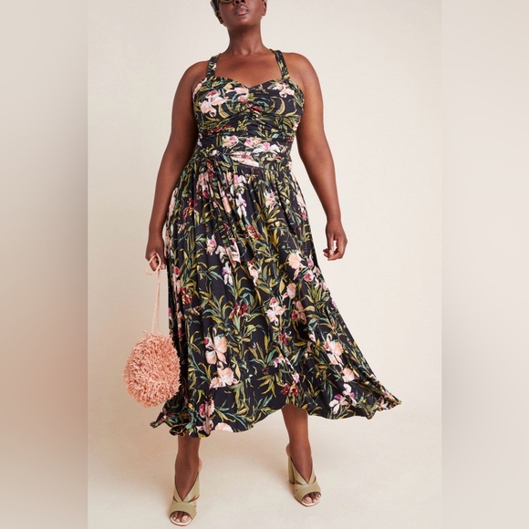 Maeve Dresses & Skirts - Maeve x Anthropologie Gabriela Ruffled Maxi Dress in Black Multi - XL